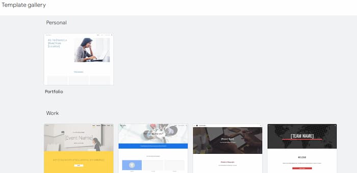 Google Sites Template Gallery