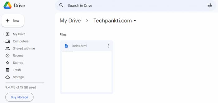 Google Drive HTML