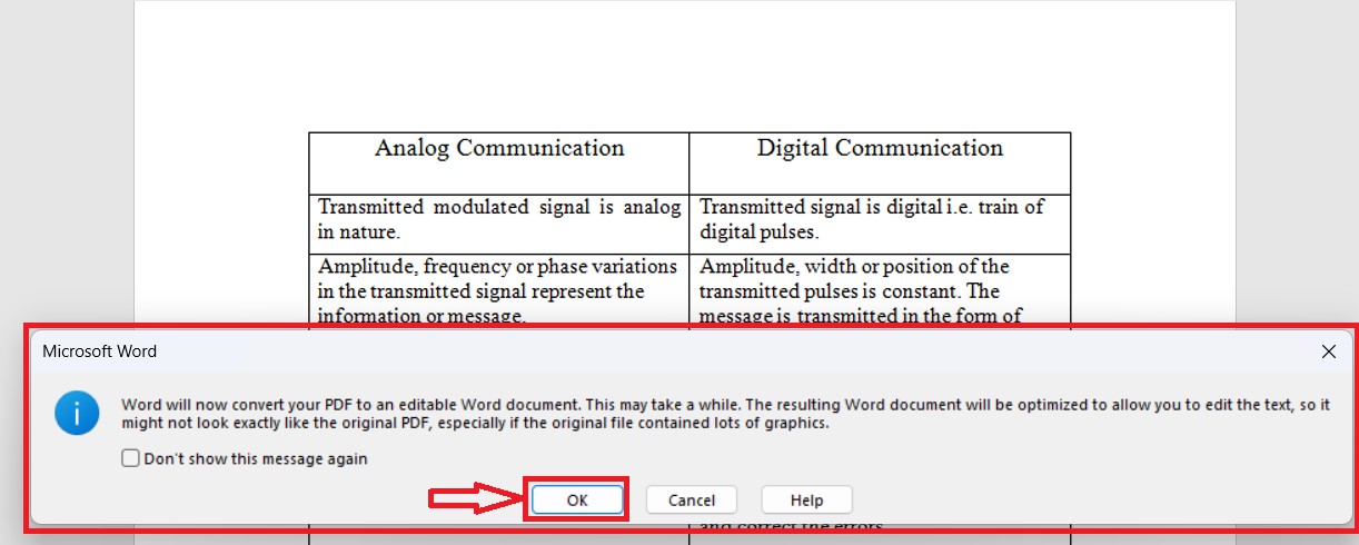 pdf file open confirmation