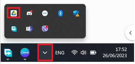 select google drive from taskbar